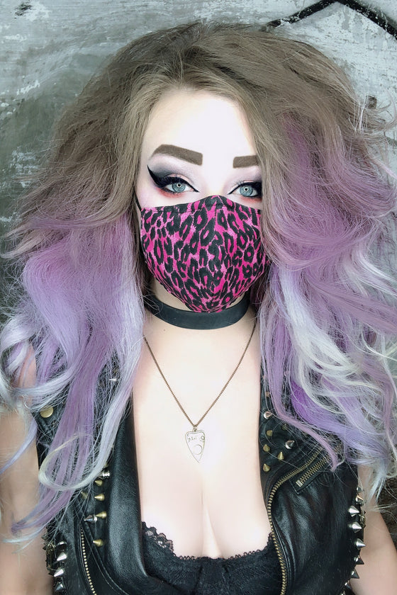 Pink Leopard Printed Mask