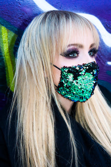  Teal Reversible Sequin Mask