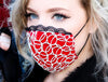 Red Velvet With White Overlay and Black Lace Trim Mask