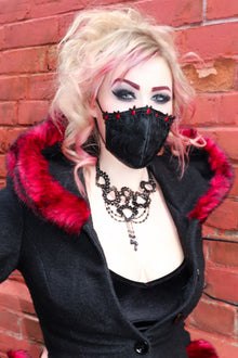  Black Brocade With Flower Trim Mask