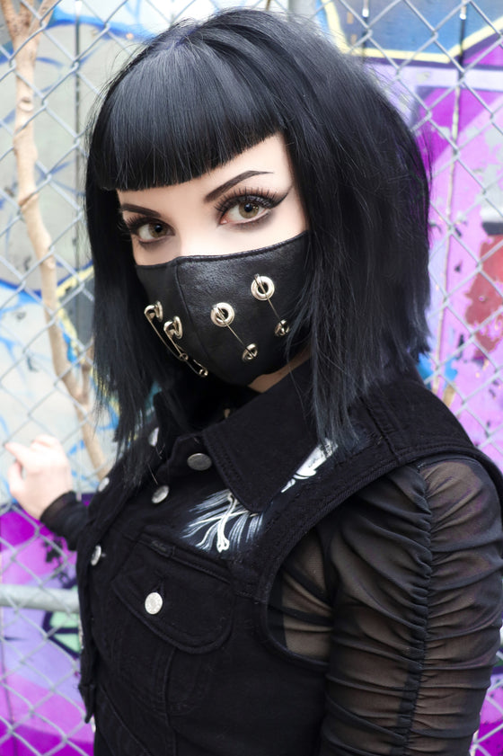 Vegan Leather Safety Pin Mask