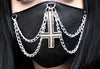 Vegan Leather Chain and Large Upside Down Cross Mask