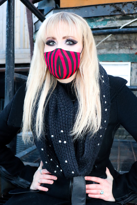 Black and Red Striped Mask