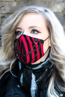  Black and Red Striped Chain Mask