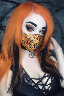  Orange and Black Raven and Tree Mask