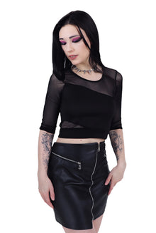  Cut Out Mesh Crop Top