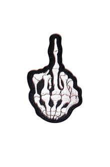  Fuck Off White Skeleton Hand Middle Finger Patch