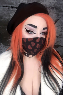  Black and Orange Mesh Heart Mask