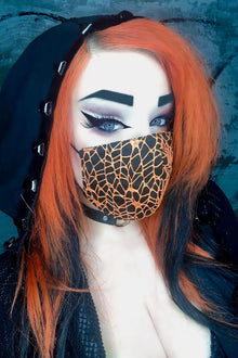  Orange and Black Spiderweb Mesh Mask