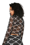 Fence Mesh Crop Long Sleeve Top