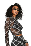 Fence Mesh Crop Long Sleeve Top