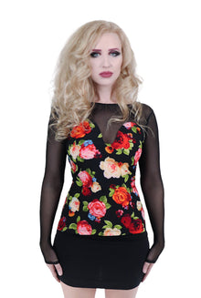  Floral Mesh Long Sleeve