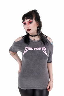  Girl Power Cold Shoulder Oversized T Shirt