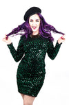 Green Sequin Vintage Dress