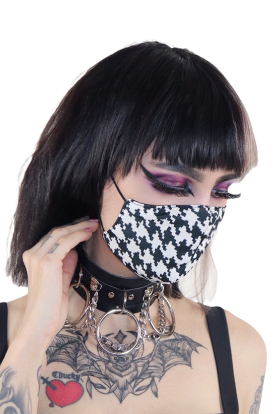 Houndstooth Black & White Mask