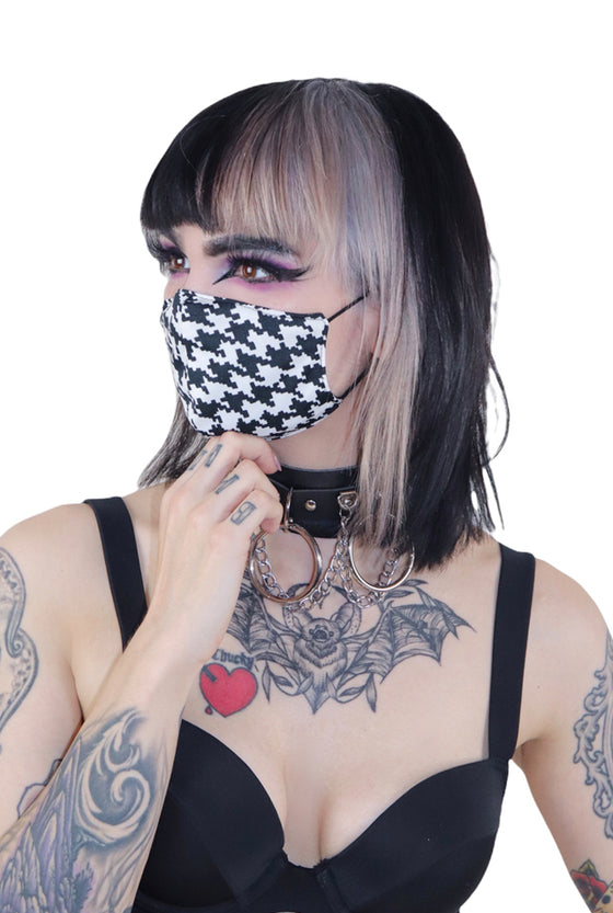 Houndstooth Black & White Mask