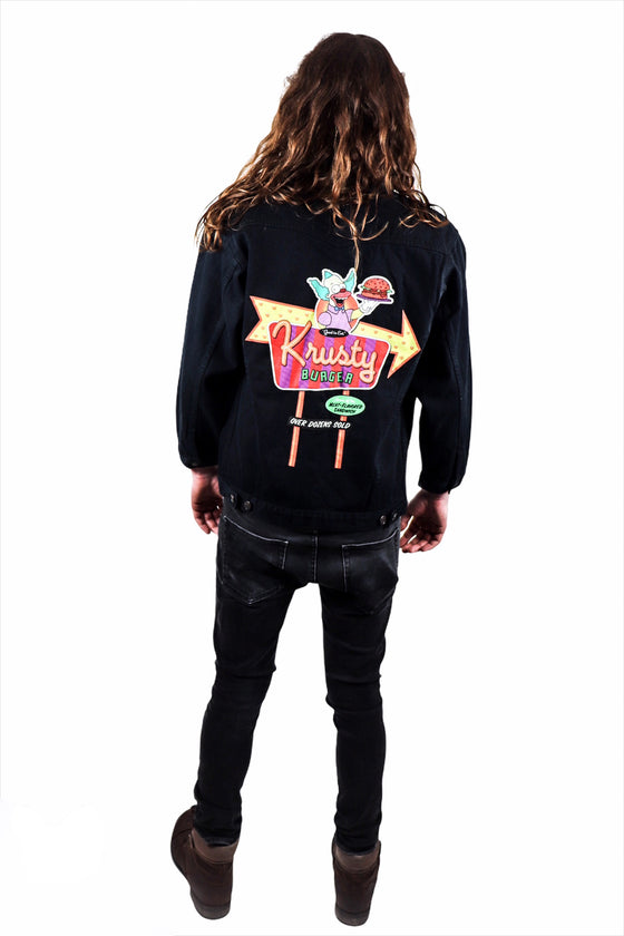 Krusty Burger Simpsons Black Denim Jacket