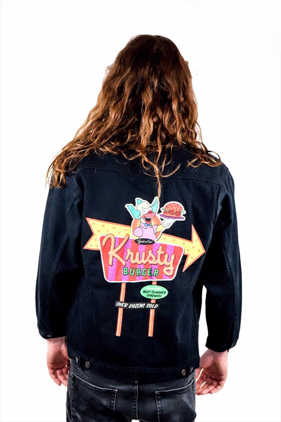 Krusty Burger Simpsons Black Denim Jacket