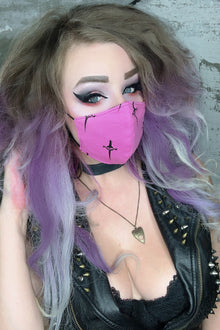  Lip Service Dagger Print Pink and Black Mask