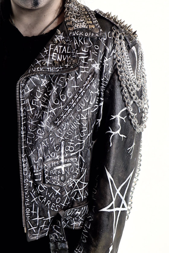 Nothing Painted Chain & Stud Vintage Leather Jacket