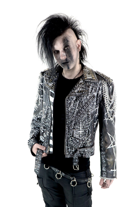 Nothing Painted Chain & Stud Vintage Leather Jacket