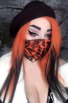  Orange and Black Lace Mask