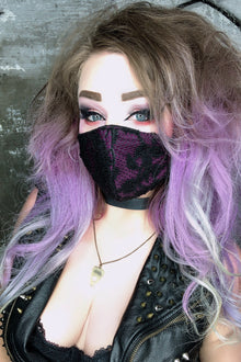  Purple and Black Lace Mask