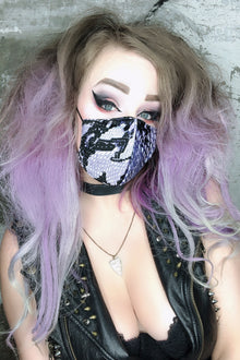  Purple and Black Snake Print Mask