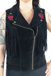 Rose Fringe Vegan Suede Vest