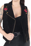 Rose Fringe Vegan Suede Vest