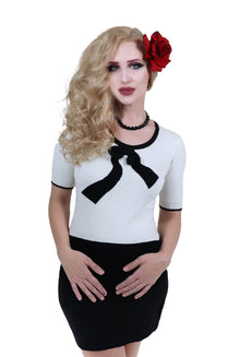  Short Sleeve Ribbon Pin Up Sweater