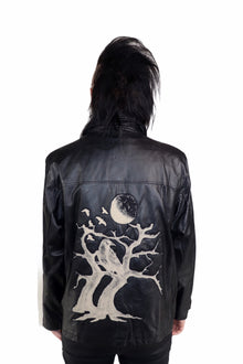  Spooky Tree and Raven Vegan Leather Jacket