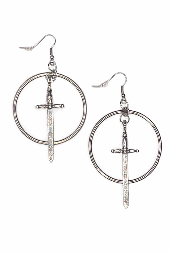 Sword O Ring Hoop Earrings