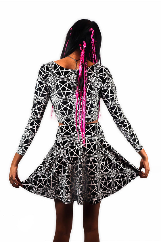 Velvet Pentagram Skater Skirt