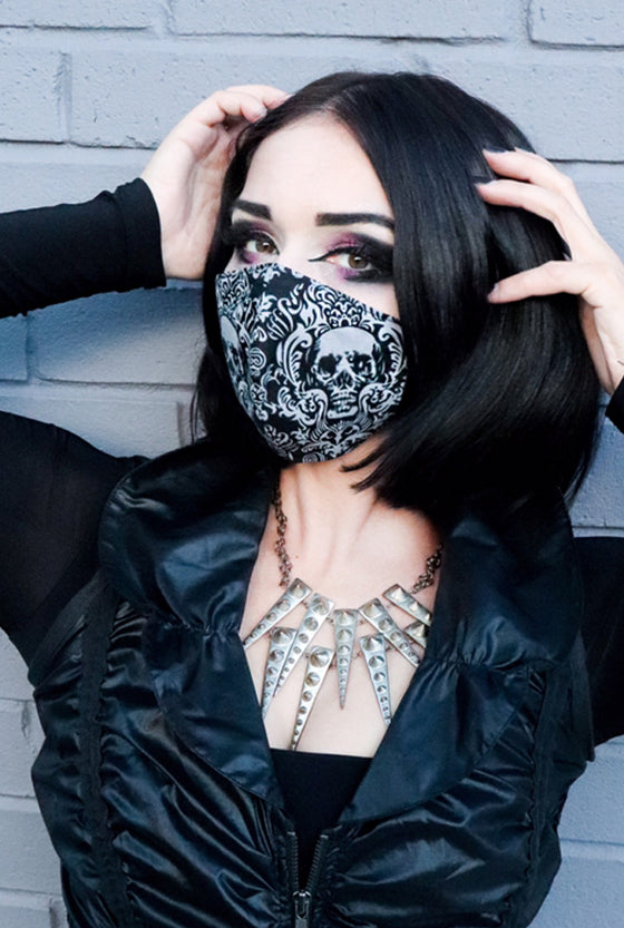 Victorian Skull Grey & Black Mask